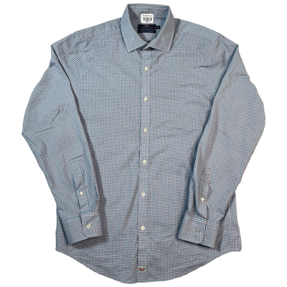 VINEYARD VINES PERFORMANCE Shirt Men's M Check Button Up Long Sleeve Slim Fit
